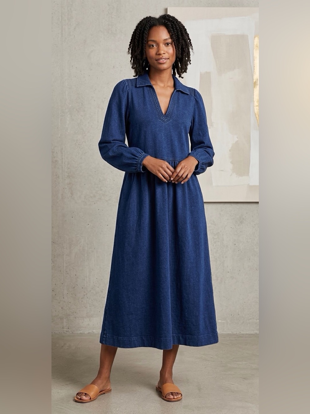 WHITE STUFF / Denim Jersey Midi Dress - Sz. 6/8 - NWT - UK